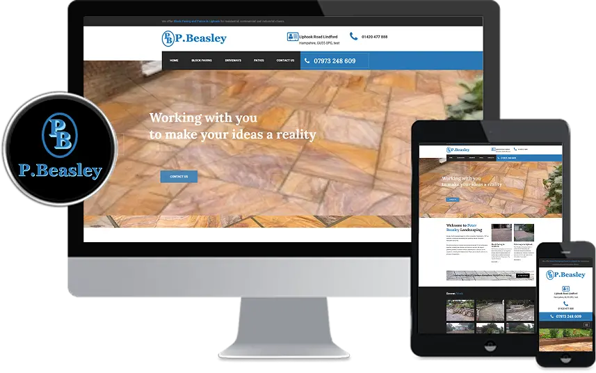 Peter Beasley Landscaping website, block paving and driveways in Hampshire, designed by Simply Digital