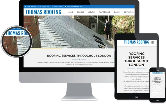Thomas Roofing website, roofers in Enfield, North London, designed by Simply Digital