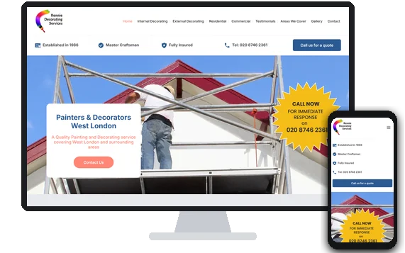 Rennie Decorating Services website, painters and decorators in West London, designed by Simply Digital